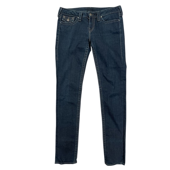 True Religion Julie Straight Jeans SZ 32 Dark Wash 35” Inseam Tall - Picture 2 of 12